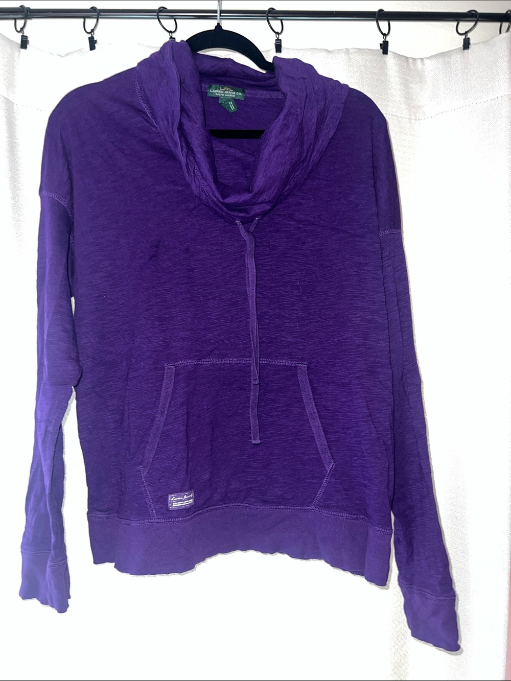 Lauren Ralph Lauren Purple Cowl-Neck Pullover Hoodie Size XL